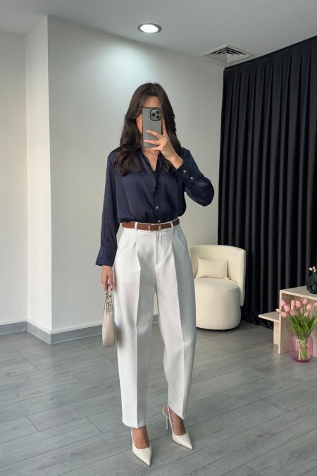 بنطلون قصة ZARA بقشاط بني